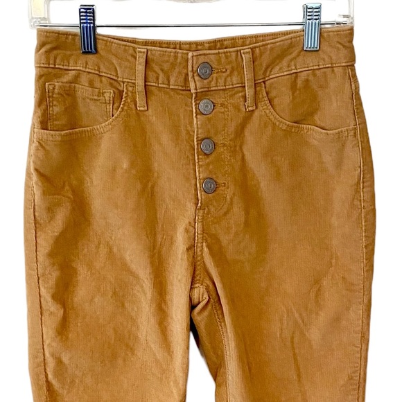 LEVI’S 721 HIGH RISE SKINNY BUTTON FLY CAMEL TAN CORDUROY JEANS SIZE 27x28 - Picture 1 of 16